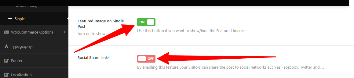 Featured Image and Social Share Links on Single Post