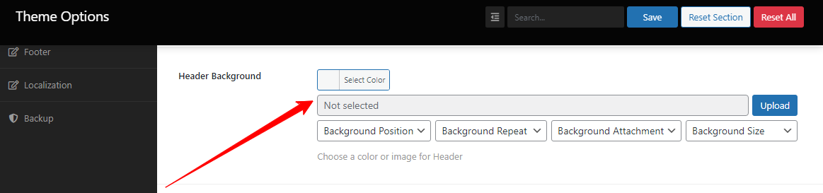 header settings change header background